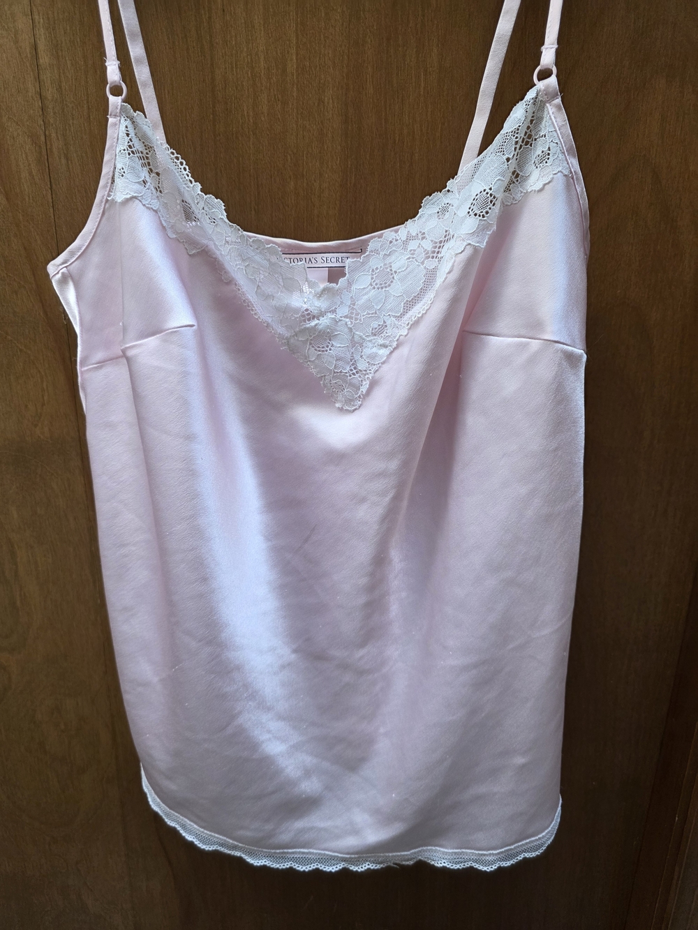 Victoria's Secret Pink Satin Lace-Trim PJ Set